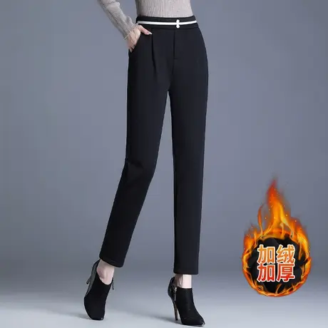 哈伦裤女秋冬季新款加大码女裤九分裤中年休闲加绒加厚萝卜西裤子图片