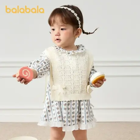 巴拉巴拉婴儿马甲秋装外穿2024新款女童针织背心甜美图片