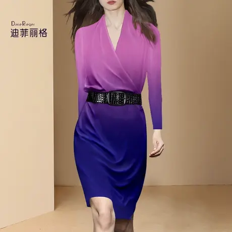 迪菲丽格秋款女装2023年新款法式高级感连衣裙名媛气质长袖包臀裙图片