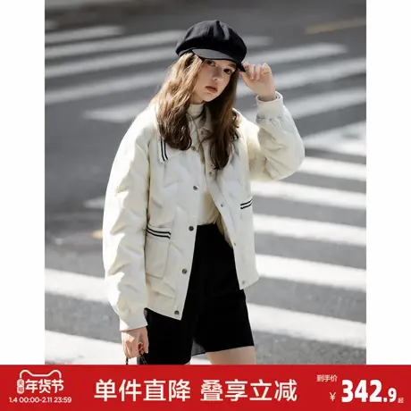 唐狮2026秋冬款女翻领异材质拼接小香风短款羽绒服高级感减龄图片