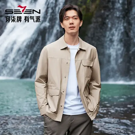 【户外猎户夹克】柒牌男士工装茄克衫柔软舒适休闲户外男装外套商品大图