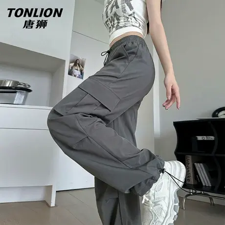 唐狮官方灰色三防阔腿裤女2026新款春秋款女款户外登山运动裤女VB图片