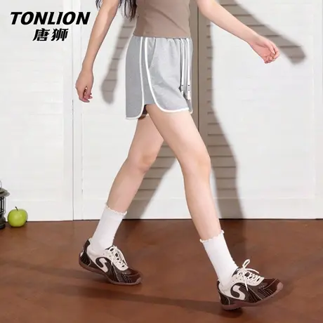 唐狮官方运动休闲短裤女2026新款夏撞色a字宽松热裤显瘦三分裤VC商品大图