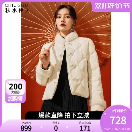 秋水伊人肌理感时髦立领保暖羽绒服冬季2023年新款女装百搭外套图片