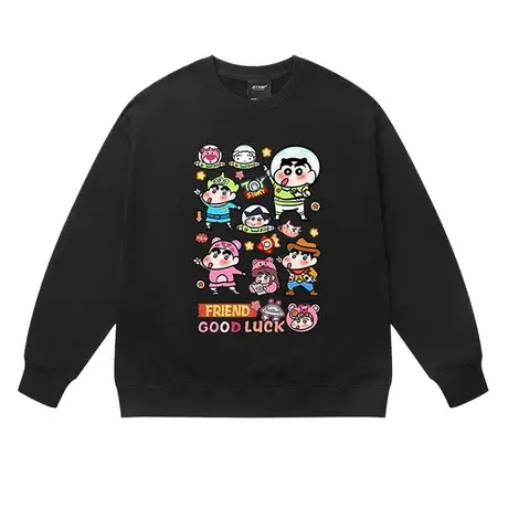 潮牌卡通蜡笔小新草莓熊联名圆领卫衣男款秋冬设计感情侣重磅上衣图片