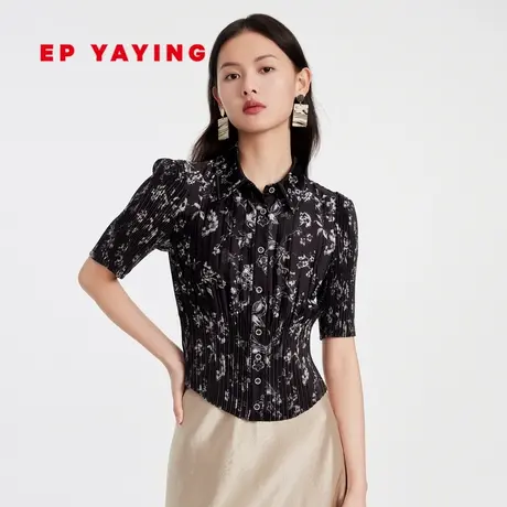 [匠心褶艺]EP雅莹女装 无束缚感印花收腰衬衫 商场同款新款2130A商品大图