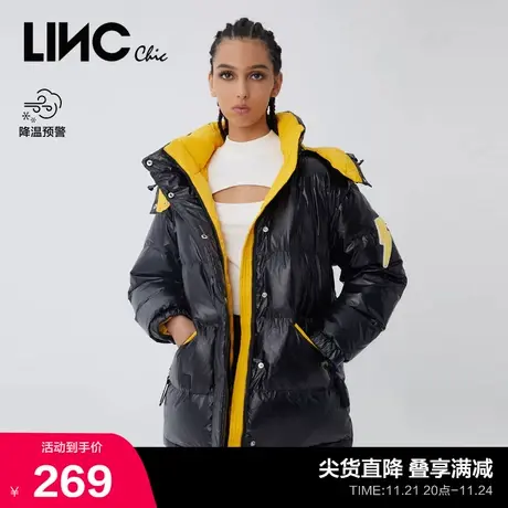 LINCCHIC金羽杰羽绒服女潮酷动感亮面短款羽绒服女冬季2044246商品大图