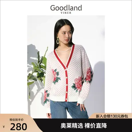 音儿美地女装2022秋季新款花朵刺绣上衣含羊毛针织衫商品大图