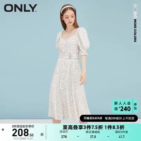 ONLY奥莱夏季优雅中长款民族风收腰泡泡袖连衣裙女图片