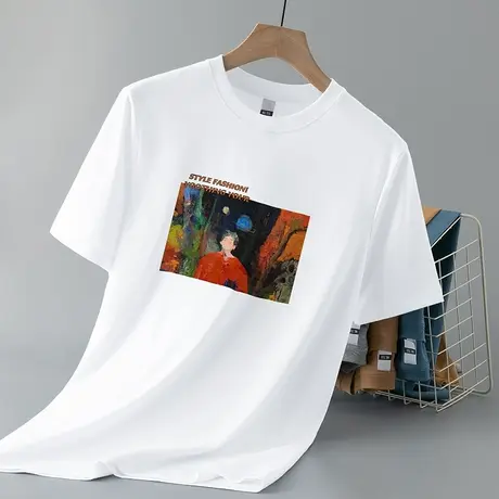 液氨丝光棉白色t恤男士短袖潮流夏季上衣服冰丝凉感半袖速干体恤商品大图