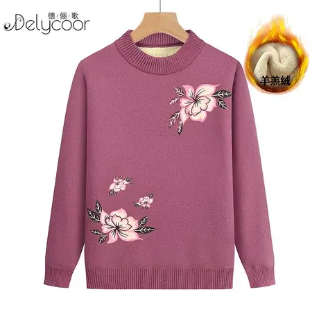 中老年人秋装毛衣外套女奶奶春秋加绒加厚妈妈保暖上衣老太太衣服商品大图