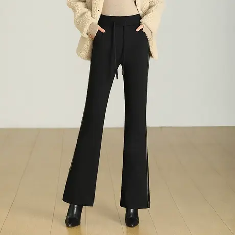 白鸭绒羽绒裤女冬季微喇裤2023新款高腰气质修身长裤通勤喇叭裤子商品大图