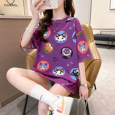 2023年春夏季新款甜辣风上衣情侣女装设计感小众宽松短袖t恤潮牌图片