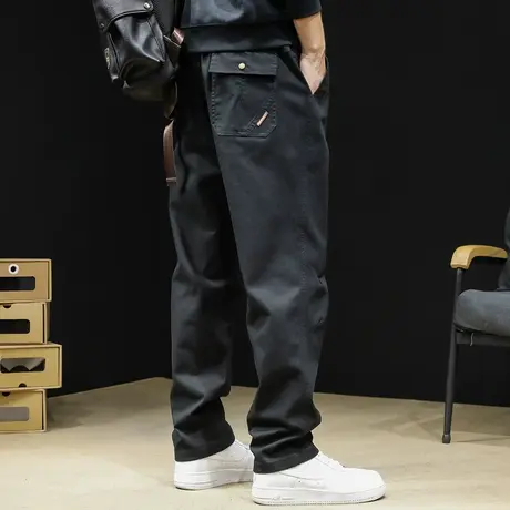 直筒休闲裤男潮牌春季2024新款宽松大码男士黑色工装裤子春秋男裤商品大图