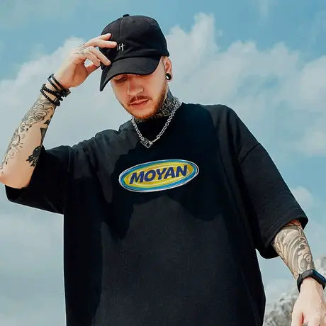 短袖男t恤潮牌潮流ins情侣宽松加肥加大男装体恤夏季胖子大码半袖图片