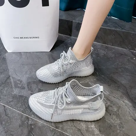 飞织椰子鞋女ins潮2024新款夏季薄款透气果冻底休闲跑步运动女鞋商品大图