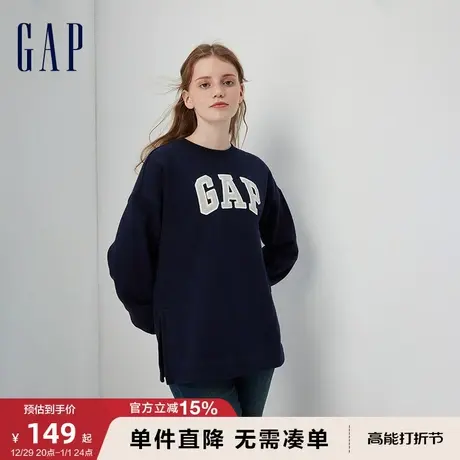 Gap女装秋冬新款LOGO抓绒圆领宽松正肩卫衣休闲运动上衣741683图片
