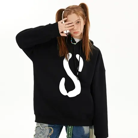 欧美潮流vibe字母连帽卫衣男冬季中性风潮牌ins宽松加肥加大外套商品大图