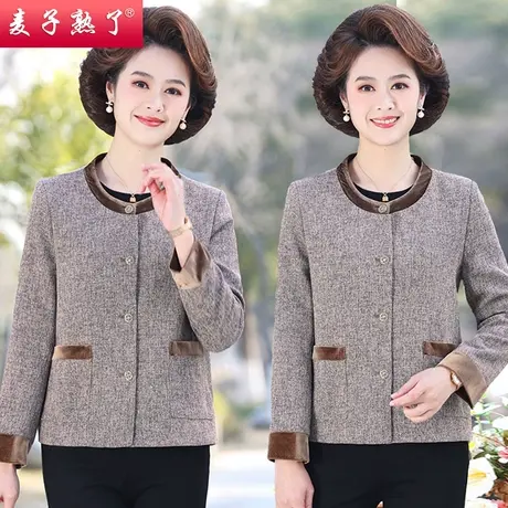 妈妈冬装短款外套2023新款阔太太春秋时尚洋气小香风中老年人女装商品大图