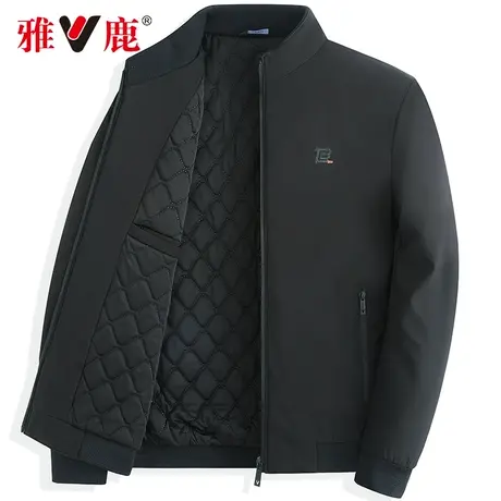 雅鹿秋冬季新款加棉加厚款男士外套休闲立领保暖中年爸爸冬装夹克图片