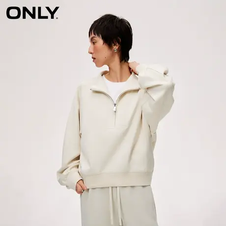 ONLY奥莱春季新款潮流设计感半高领落肩宽松卫衣女商品大图