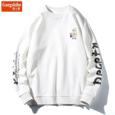 2022春秋新款卫衣男士宽松刺绣印花个性上衣设计感潮ins长袖T恤男商品大图