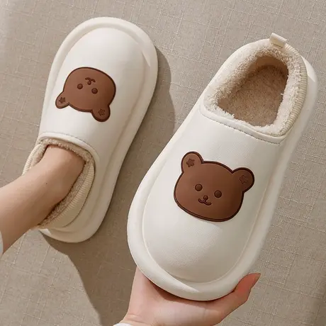 厚底月子棉拖鞋女冬季2024新款室内居家用带后跟加绒保暖防滑棉鞋商品大图