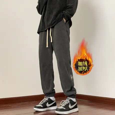 2023新款灯芯绒休闲裤男士秋冬款宽松加绒加厚灯草绒冬季运动卫裤商品大图