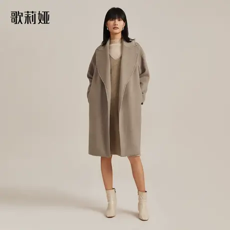 歌莉娅高端全羊绒双层领大衣女冬季新款流行中长款外套11NL6N420图片