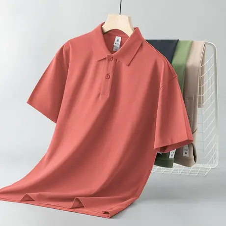 短袖t恤男polo衫翻领珠地冰丝凉感夏季半袖潮流保罗有领纯色体恤图片