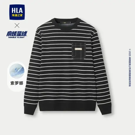 【加绒加厚】HLA/海澜之家麻烦星球联名针织衫23秋冬新圆领毛衣男商品大图