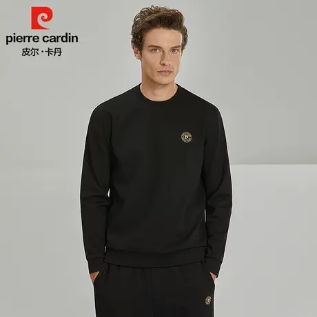 皮尔卡丹2023重磅卫衣男士秋冬新款时尚宽松保暖秋装圆领针织上衣图片