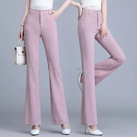棉麻微喇裤女夏季高腰冰丝垂感休闲裤2023新款宽松薄款西装喇叭裤图片