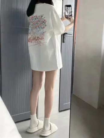 纯棉oversize设计感短袖t恤女夏季新款宽松半袖大码胖mm显瘦上衣商品大图