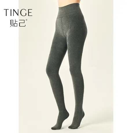 TINGE精梳棉加绒加厚秋冬保暖连裤袜女中厚磨毛黑色打底袜女袜子图片