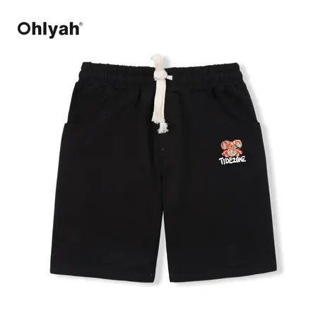 Ohlyah黑色短裤男女夏季薄款纯棉宽松高腰显瘦休闲新款中性五分裤图片