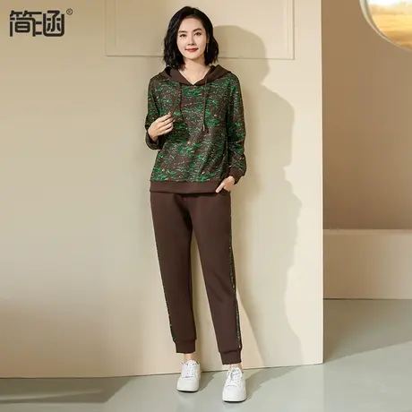 休闲大码运动套装简涵2023春秋新款胖妹妹显瘦两件套洋气卫衣套装图片