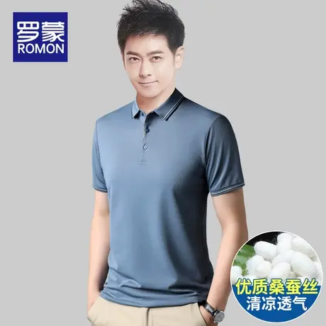罗蒙男士商务休闲翻领短袖Polo衫2023夏季弹力舒适百搭冰丝T恤衫图片
