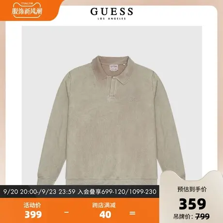 GUESS秋款男士复古oversize刺绣翻领卫衣-M2GQ09KB4N1商品大图