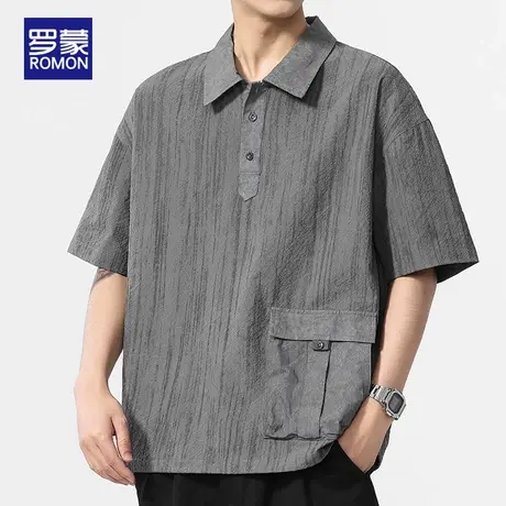 罗蒙POLO衫短袖T恤男夏季薄款2025新款休闲翻领上衣服设计感体恤商品大图