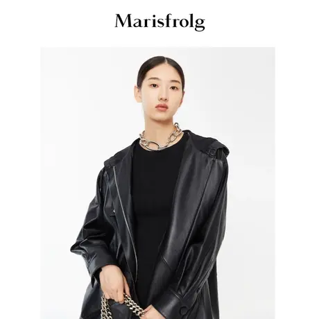 【商场同款】玛丝菲尔女装21冬季新款黑色绵羊皮衣A1BW3605P图片