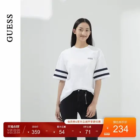GUESS男女同款印花校园风撞色简约短袖T恤-MO6K1482商品大图