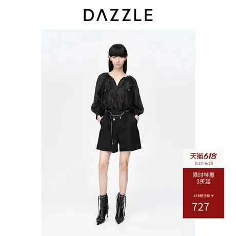 DAZZLE地素奥莱衬衫连体短裤春夏季法式拼接假两件休闲裤女商品大图