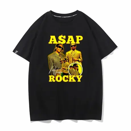 A$AP ROCKY夏季新款纯棉T恤美国说唱歌手黑人A$AP Mob周边衣服图片