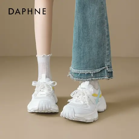 达芙妮网面老爹鞋女2025新款夏季轻薄软底珍珠休闲小白鞋子运动风商品大图