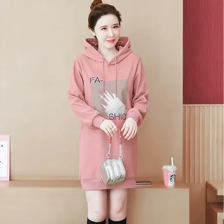 今年流行的中长款卫衣女加绒加厚冬2023年新款连帽卫衣裙高端大码图片