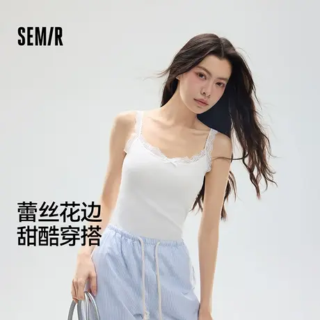 森马女士背心居家蕾丝花边吊带睡衣棉款夏季薄款透气打底外穿内搭商品大图