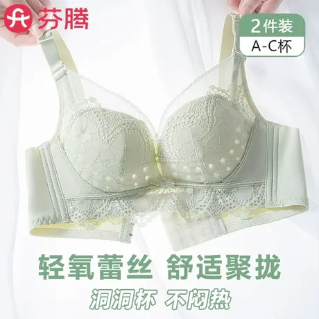 芬腾蕾丝内衣女收副乳聚拢防下垂大胸显小胸无钢圈夏季文胸罩薄款商品大图