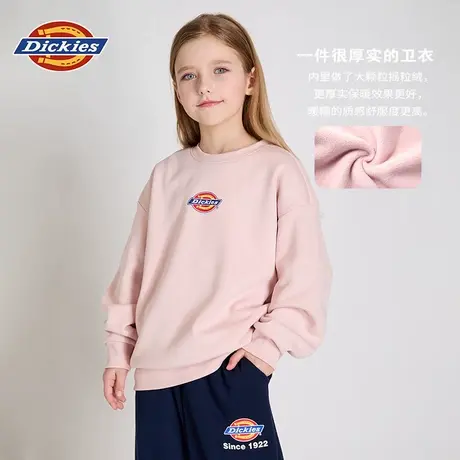 Dickies童装男童女童卫衣24新前后印花落肩圆领儿童卫衣抓绒保暖图片