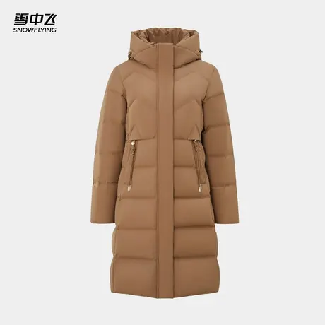 雪中飞商场同款2025冬新款中长款羽绒服女百搭保暖通勤连帽抽绳商品大图